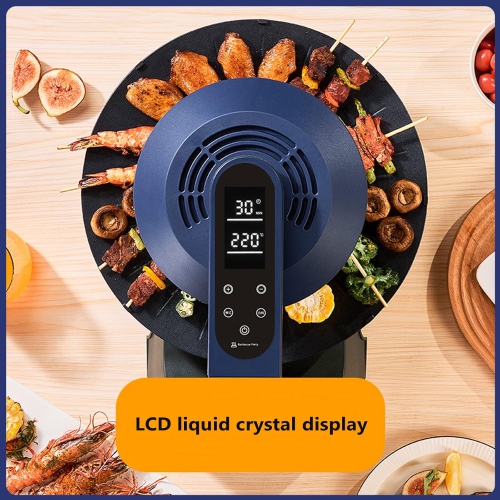 Infrared Barbecue Machine, Smokeless Indoor Grill, 1390w LCD Display, 360° Rotating Grill Pan, Timing Temperature Control, for Gatherings