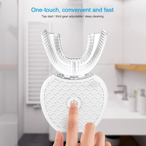 360° U-Shaped Sonic Electric Toothbrush – Food-Grade Silicone U-Head, 4 Modes, Wireless Charging & LED Indicator, 30s Rapid Deep Clean（Blue)
