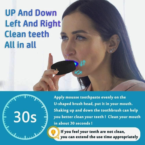 360° U-Shaped Sonic Electric Toothbrush – Food-Grade Silicone U-Head, 4 Modes, Wireless Charging & LED Indicator, 30s Rapid Deep Clean（Blue)