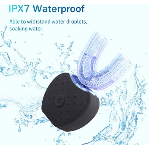 360° U-Shaped Sonic Electric Toothbrush – Food-Grade Silicone U-Head, 4 Modes, Wireless Charging & LED Indicator, 30s Rapid Deep Clean（Black)