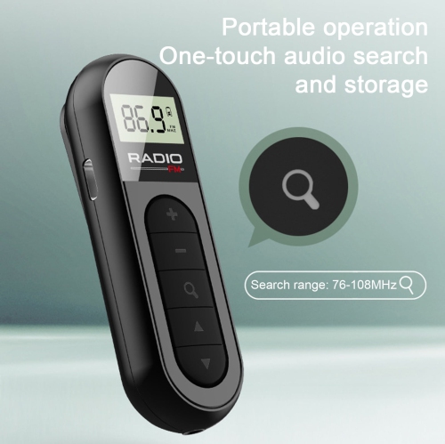 Radio Mini Pocket FM FM Radio Portable Mini Pocket Pocket FM Radio Radio Receiver Headphone Display LCD, Black