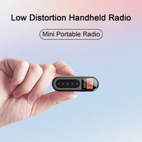 Radio Mini Pocket FM FM Radio Portable Mini Pocket Pocket FM Radio Radio Receiver Headphone Display LCD, Black