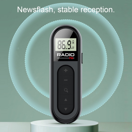 Radio Mini Pocket FM FM Radio Portable Mini Pocket Pocket FM Radio Radio Receiver Headphone Display LCD, Black