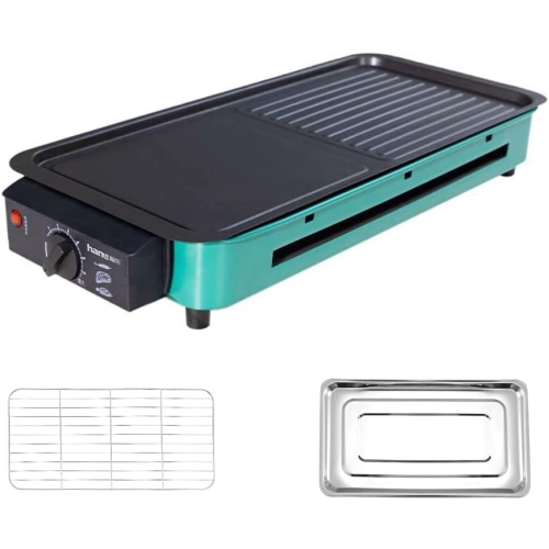 Electric Indoor Grill, 2 in 1 Indoor Grills for Kitchen, Versatile Smokeless Indoor Grill for Home Cooking With Grill Mesh, Non-Stick Baking Pan and