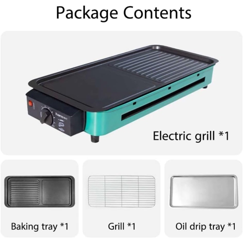 Electric Indoor Grill, 2 in 1 Indoor Grills for Kitchen, Versatile Smokeless Indoor Grill for Home Cooking With Grill Mesh, Non-Stick Baking Pan and