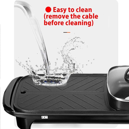 Smoke Free Electric Grill, 2-in-1 Electric Grill Grill Smokeless Indoor Machine for 6 People for Cheese, Thermostat Control, Non-Stick Material, Easy