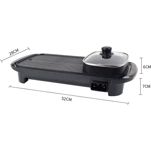 Smoke Free Electric Grill, 2-in-1 Electric Grill Grill Smokeless Indoor Machine for 6 People for Cheese, Thermostat Control, Non-Stick Material, Easy