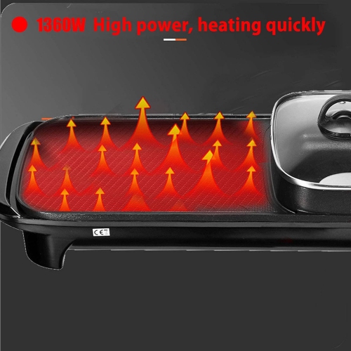 Smoke Free Electric Grill, 2-in-1 Electric Grill Grill Smokeless Indoor Machine for 6 People for Cheese, Thermostat Control, Non-Stick Material, Easy