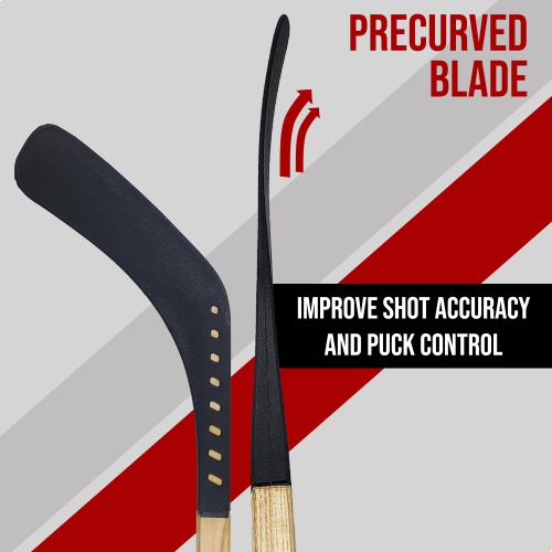 PRISP Fused Street Hockey Stick - Wood Shaft and Fused Plastic Blade; 40" 48" 52" 57" - Made in Canada