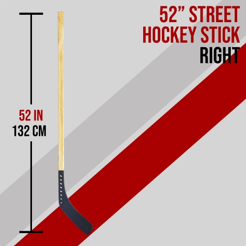 PRISP Fused Street Hockey Stick - Wood Shaft and Fused Plastic Blade; 40" 48" 52" 57" - Made in Canada