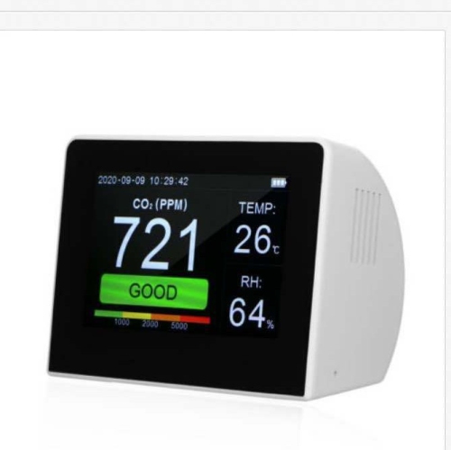 Détecteur de CO₂ | Écran couleur de 3,5 pouces | Surveillance en temps réel des CO₂, de la température et de l'humidité | Chargement USB | Stockage