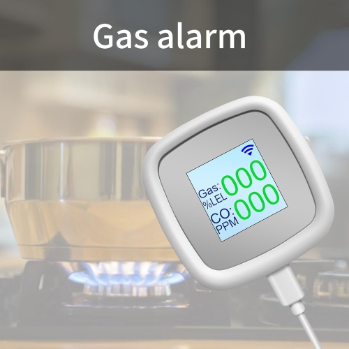 1.4-inch TFT full-color LCD gas alarm WIFI smart version carbon monoxide alarm can be used in kitchens, bathrooms, gas rooms, gas pipelines and other