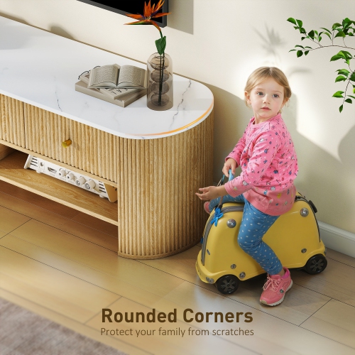 HOMCOM TV Stand with Storage, Modern TV Table with Marble-Effect Top, 3 Drawers and 2 Open Shelves for 32-65 Inch Television, Entertainment Center