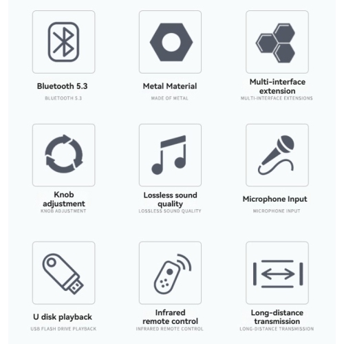 Bluetooth receiver, adapter, 5.3 player, USB flash drive, microphone, amplifier, speaker converter with remote control