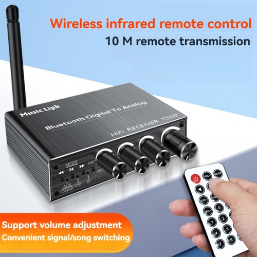 Bluetooth receiver, adapter, 5.3 player, USB flash drive, microphone, amplifier, speaker converter with remote control