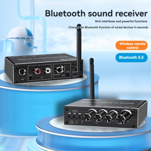 Bluetooth receiver, adapter, 5.3 player, USB flash drive, microphone, amplifier, speaker converter with remote control
