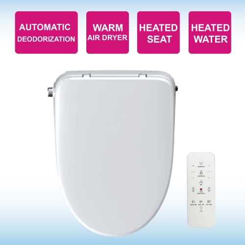 WOODBRIDGE Elongated Smart Bidet Toilet Seat, Electronic Advanced Self Cleaning, SoftClose Lid, Automatic Deodorization