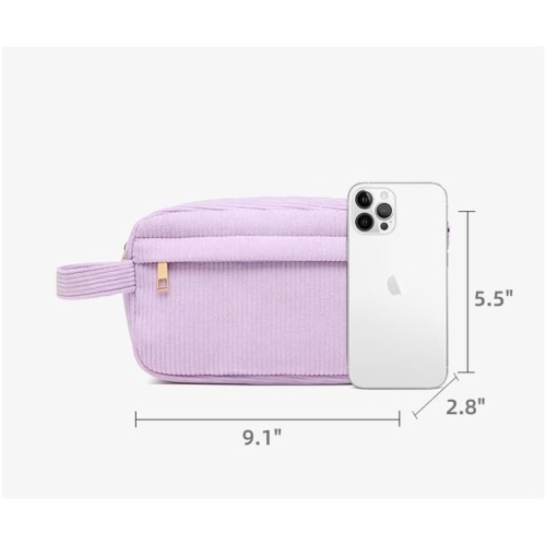 Mini Corduroy Portable Cosmetic Bag with Large Capacity, Lipstick Storage Bag, Stylish and Simple - Purple