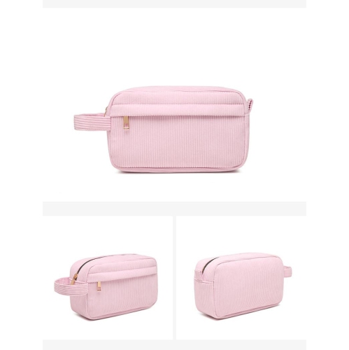 Mini Corduroy Portable Cosmetic Bag with Large Capacity, Lipstick Storage Bag, Stylish and Simple - Pink