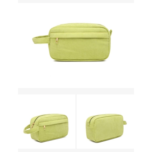 Mini sac à cosmétiques portatif en velours côtelé avec grande capacité, sac de rangement pour rouge à lèvres, élégant et simple - vert