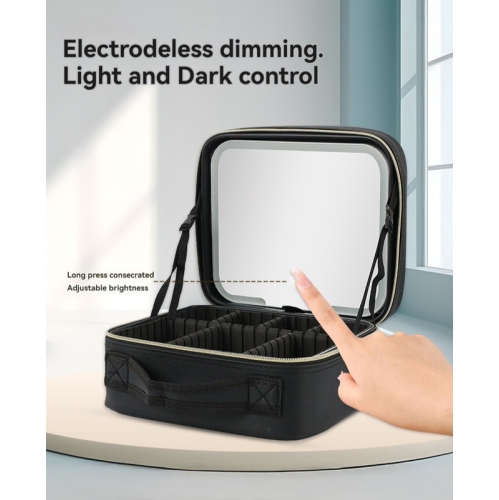 LED cosmetic bag with mirror, lighted cosmetic mirror storage large capacity portable portable storage bag for travel