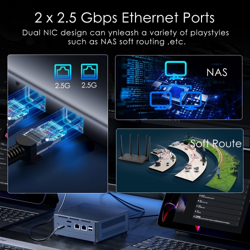 BRE NUC N9NP Mini PC, Intel Core i3-N305, 16GB DDR4 RAM 512GB M.2 SSD, Intel UHD Graphics, Support Triple Display/2 x 2.5GbE I226-V/6 x USB