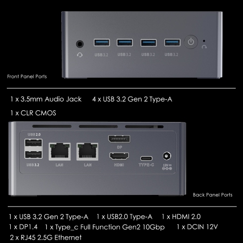 BRE NUC N9NP Mini PC, Intel Core i3-N305, 16GB DDR4 RAM 512GB M.2 SSD, Intel UHD Graphics, Support Triple Display/2 x 2.5GbE I226-V/6 x USB