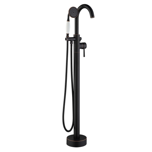 WOODBRIDGE Contemporary Single Handle Floor Mount Freestanding Tub Filler Faucet with Hand Shower in Finish