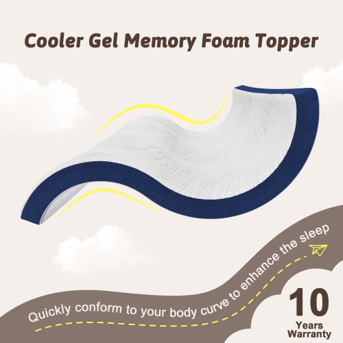 Surmatelas en mousse à mémoire moyenne de 3&nbsp;po de Twolike infusé de gel pour un sommeil confortable - Très grand lit