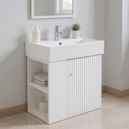 HOMY CASA  21.6 In Floating Bathroom Vanity With Side Storage In White