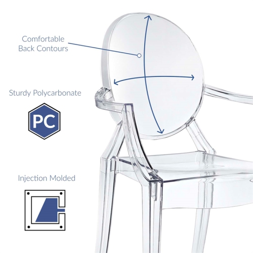 Modway Casper Dining Armchair in Clear