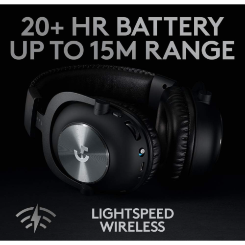 Casque de jeu sans fil G PRO X LIGHTSPEED de Logitech, filtre micro VO!CE bleu, transducteurs PRO-G 50 mm et casque DTS - Noir