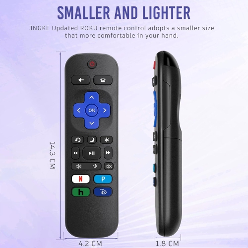 JANKE Replacement Remote Control for Roku TV, for TCL/Hisense/Onn/RCA/Sharp Roku ect, with Netflix/Disney+/Hulu/YouTube Buttons（Not for Roku Stick &