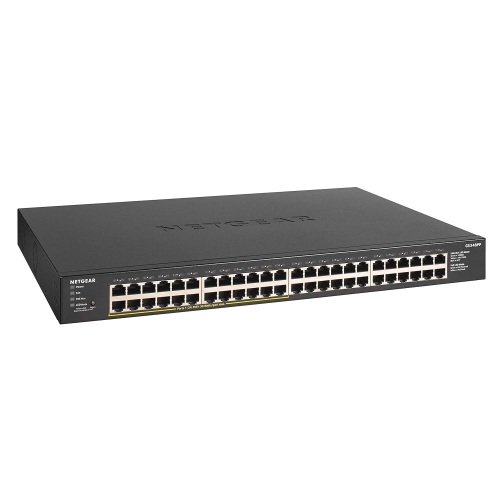 Remis à neuf – Commutateur non géré Ethernet Gigabit à 48 ports de NETGEAR (380&nbsp;W) | 24 commutateur PoE+ Essentials (GS348PP) | Montage sur