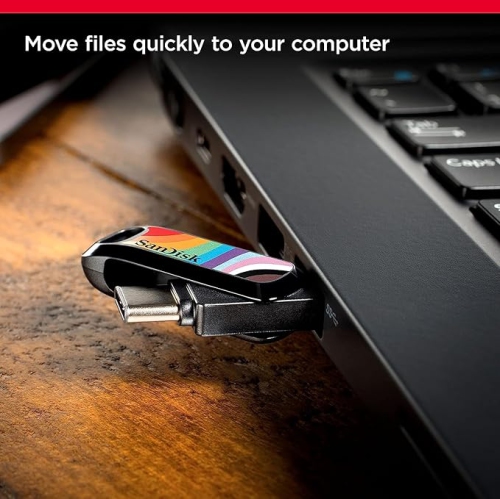 SanDisk 128GB Ultra Dual Drive Go USB Type-C Flash Drive, Rainbow Pride - SDDDC3-128G-GRNBW