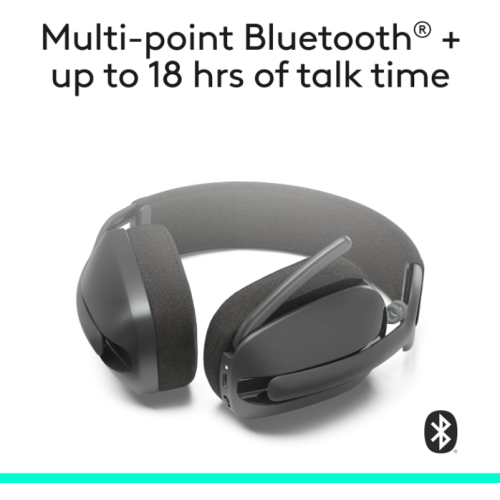 Logitech Zone Vibe 100 Lightweight Wireless Over-Ear Headphones with Noise-Canceling Microphone, Advanced Multipoint Bluetooth Headset, Mac/PC -