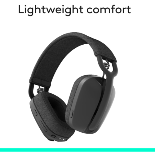 Logitech Zone Vibe 100 Lightweight Wireless Over-Ear Headphones with Noise-Canceling Microphone, Advanced Multipoint Bluetooth Headset, Mac/PC -