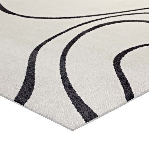 Modway Therese Abstract Swirl 5x8 Area Rug in Ivory and Charcoal