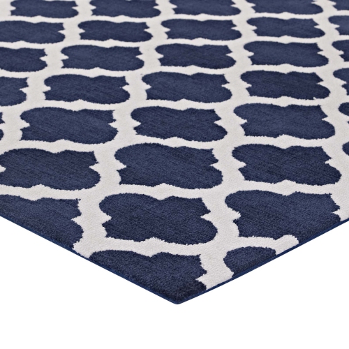 Modway Lida Moroccan Trellis 8x10 Area Rug in Navy and Ivory