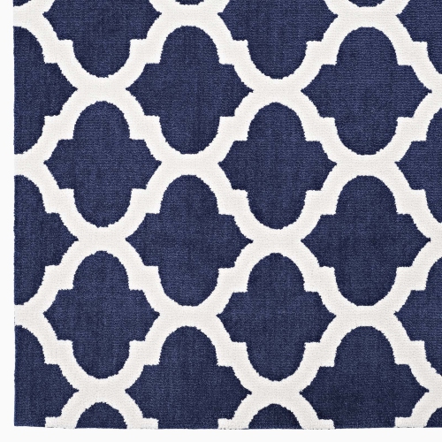 Modway Lida Moroccan Trellis 8x10 Area Rug in Navy and Ivory