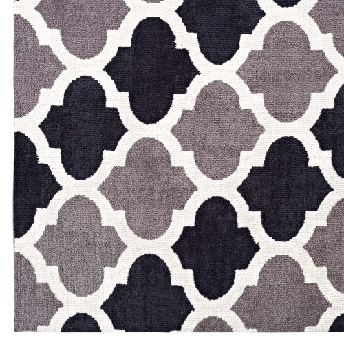 Modway Lida Moroccan Trellis 5x8 Area Rug in Charcoal and Black