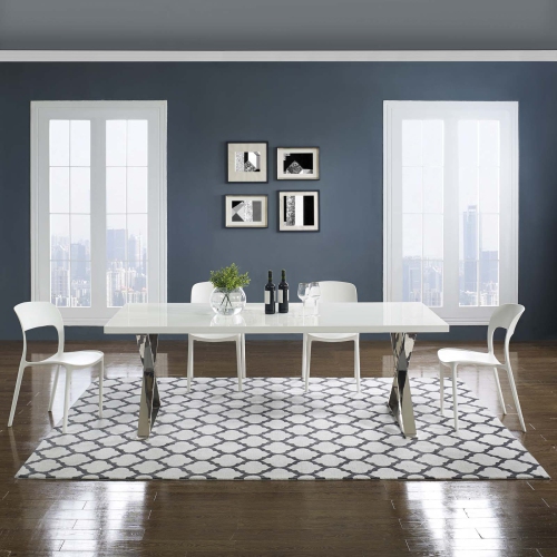 Modway Lida Moroccan Trellis 8x10 Area Rug in Ivory and Charcoal