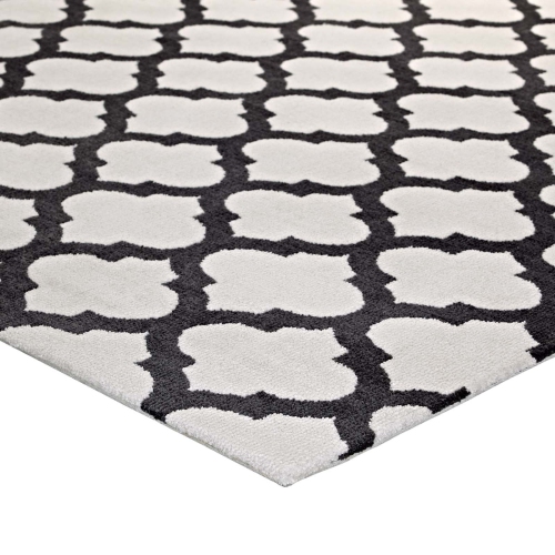 Modway Lida Moroccan Trellis 8x10 Area Rug in Ivory and Charcoal