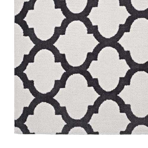 Modway Lida Moroccan Trellis 8x10 Area Rug in Ivory and Charcoal