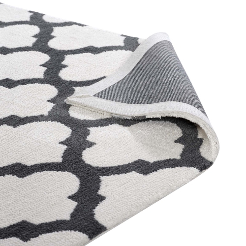 Modway Lida Moroccan Trellis 8x10 Area Rug in Ivory and Charcoal