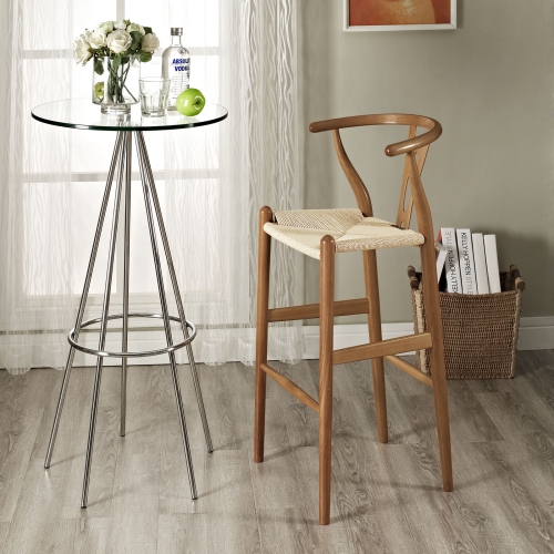 Modway Amish Wood Bar Stool in Walnut