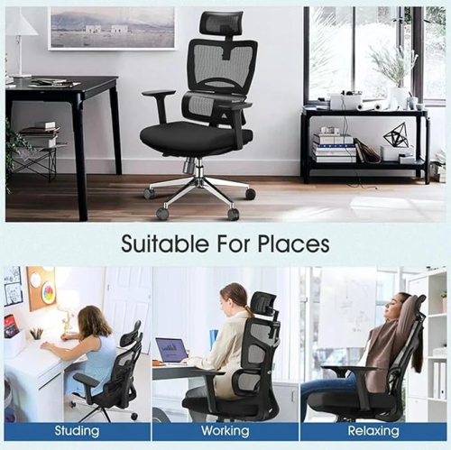 Ergonomic Office Chair, Height Adjustable Desk Chair and Gaming Chair with Lift Function, Lumbar Support for Home, Office