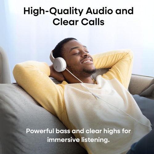 JVC – Écouteurs avec fil USB-C avec microphone – légers, confortables, pliables, blancs – HA-S33UC-W.