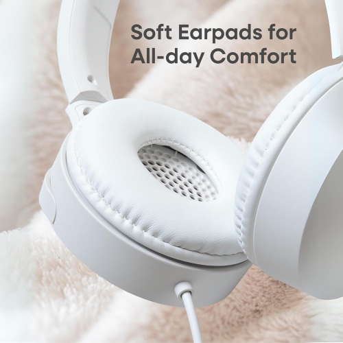 JVC – Écouteurs avec fil USB-C avec microphone – légers, confortables, pliables, blancs – HA-S33UC-W.