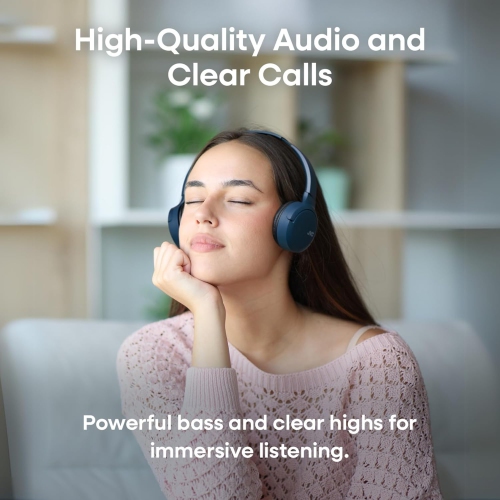 JVC – Écouteurs avec fil USB-C avec microphone – Léger, confortable, pliable, bleu – HA-S33UC-A.